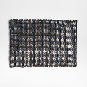 Crate and barrel helms wool woven placemats blue and black